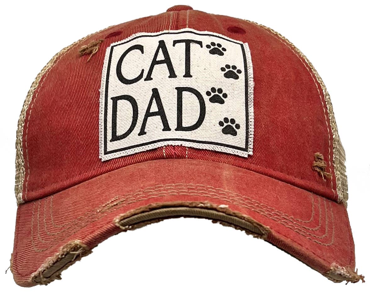 Cat Dad Distressed Trucker Hat Baseball Cap