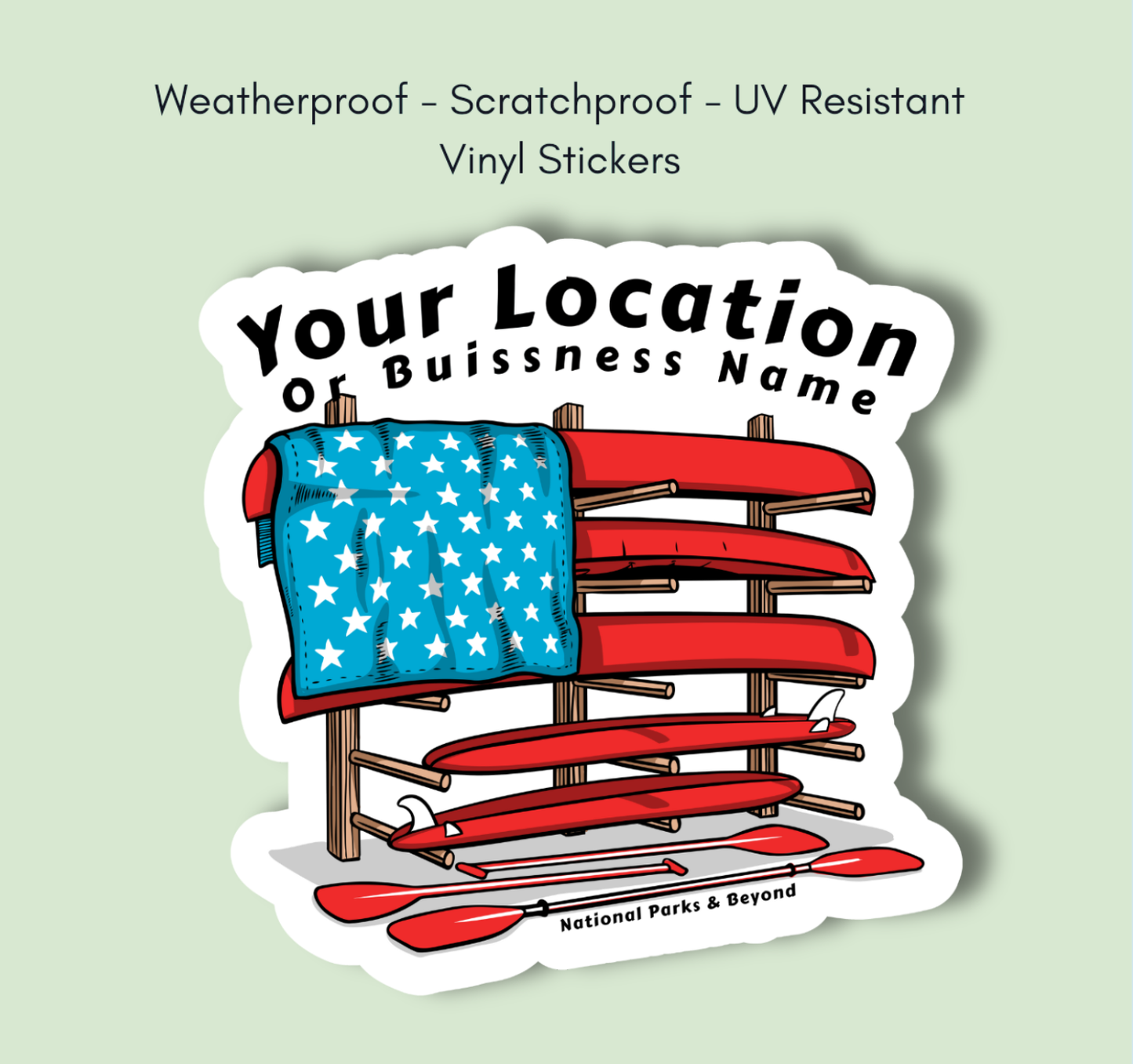Customizable American Flag Watercraft 3" & 2" Vinyl Sticker
