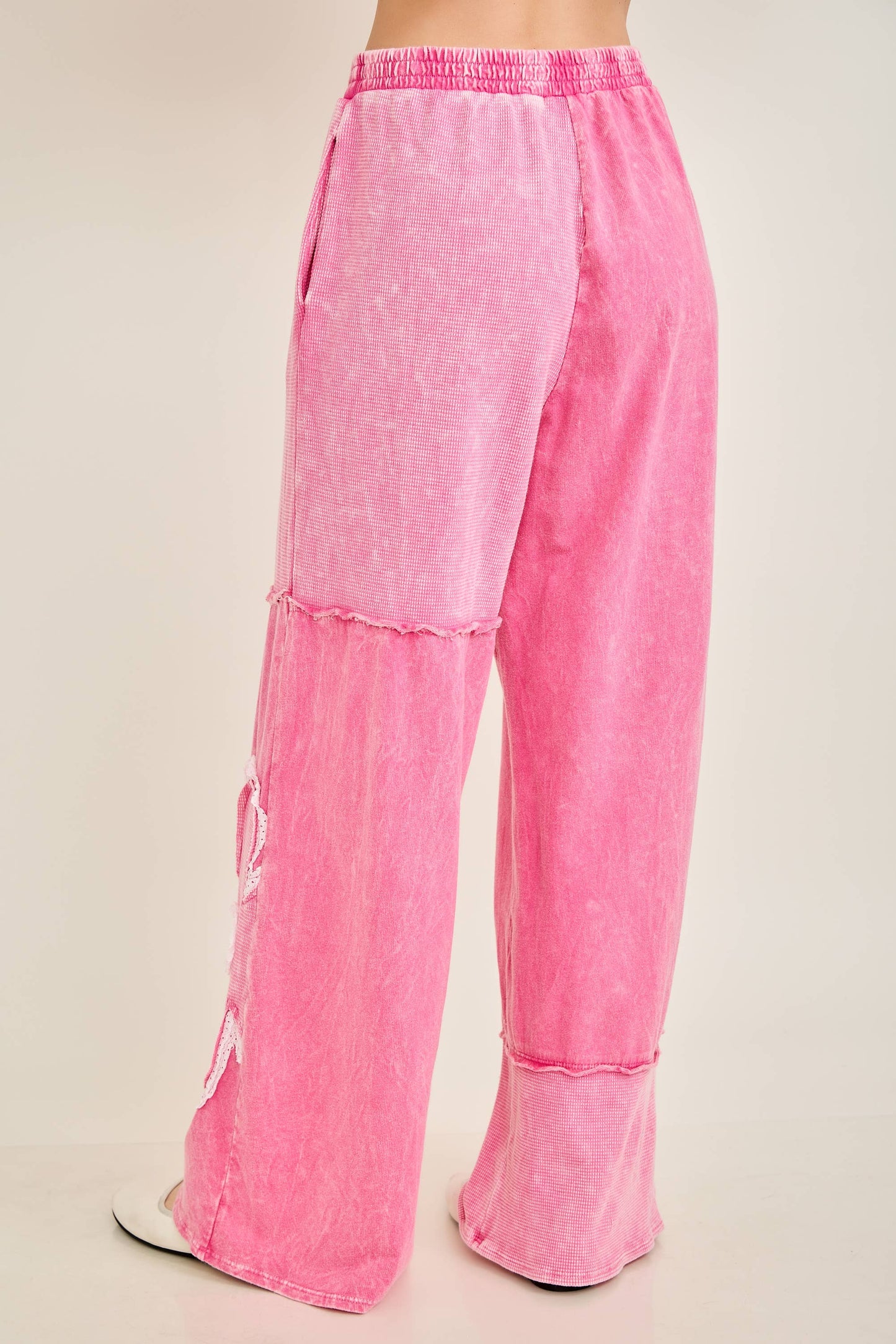 Mineral Washed Half cut Daisy terry thermal Pants HP6809