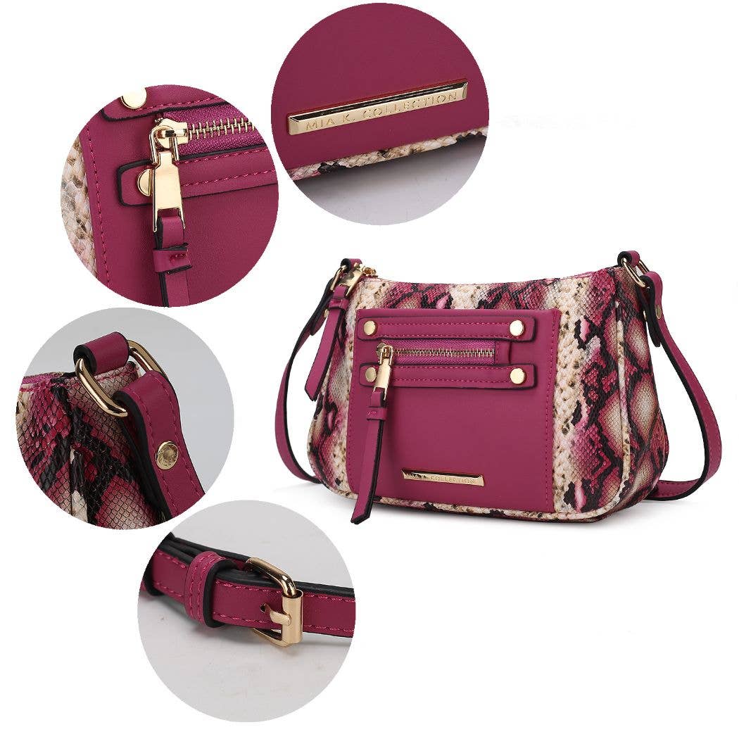 Essie Snake embossed Vegan Leather Crossbody by Mia K