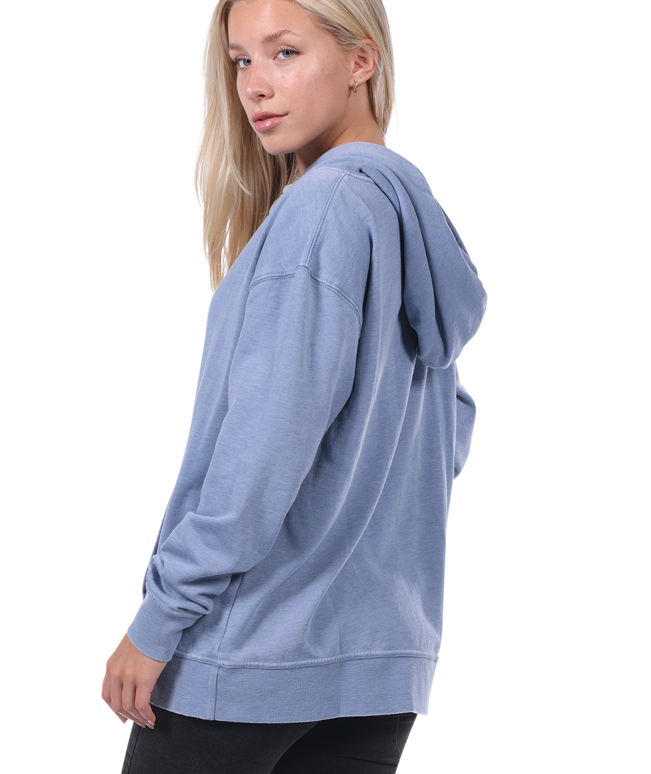 Ladies Crossover Hoodie - Garment Burnout Fleece