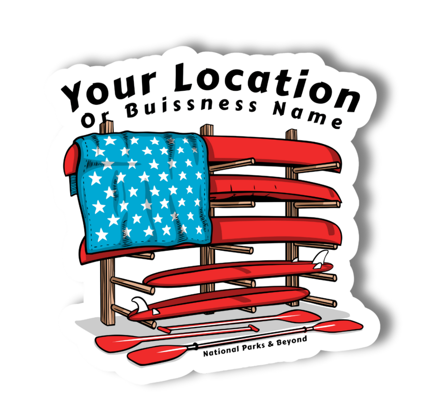 Customizable American Flag Watercraft 3" & 2" Vinyl Sticker