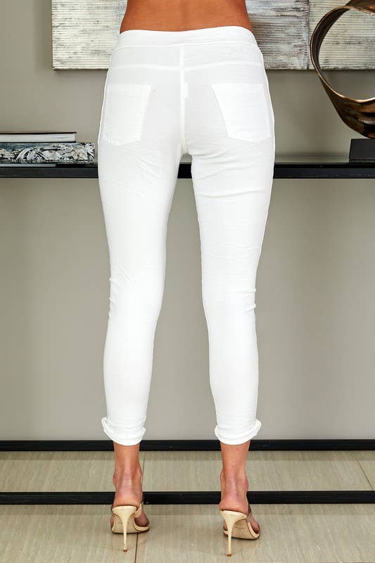 Rhinestone Side Stripe Italian Crinkle Jogger