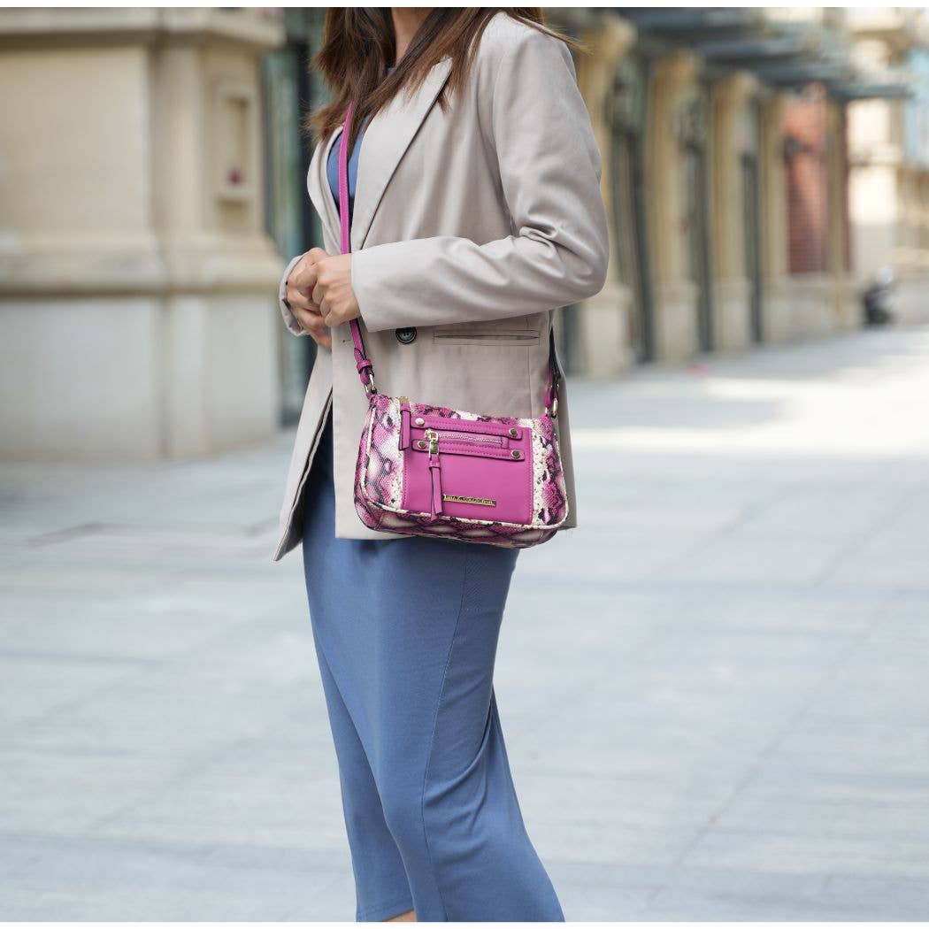 Essie Snake embossed Vegan Leather Crossbody by Mia K