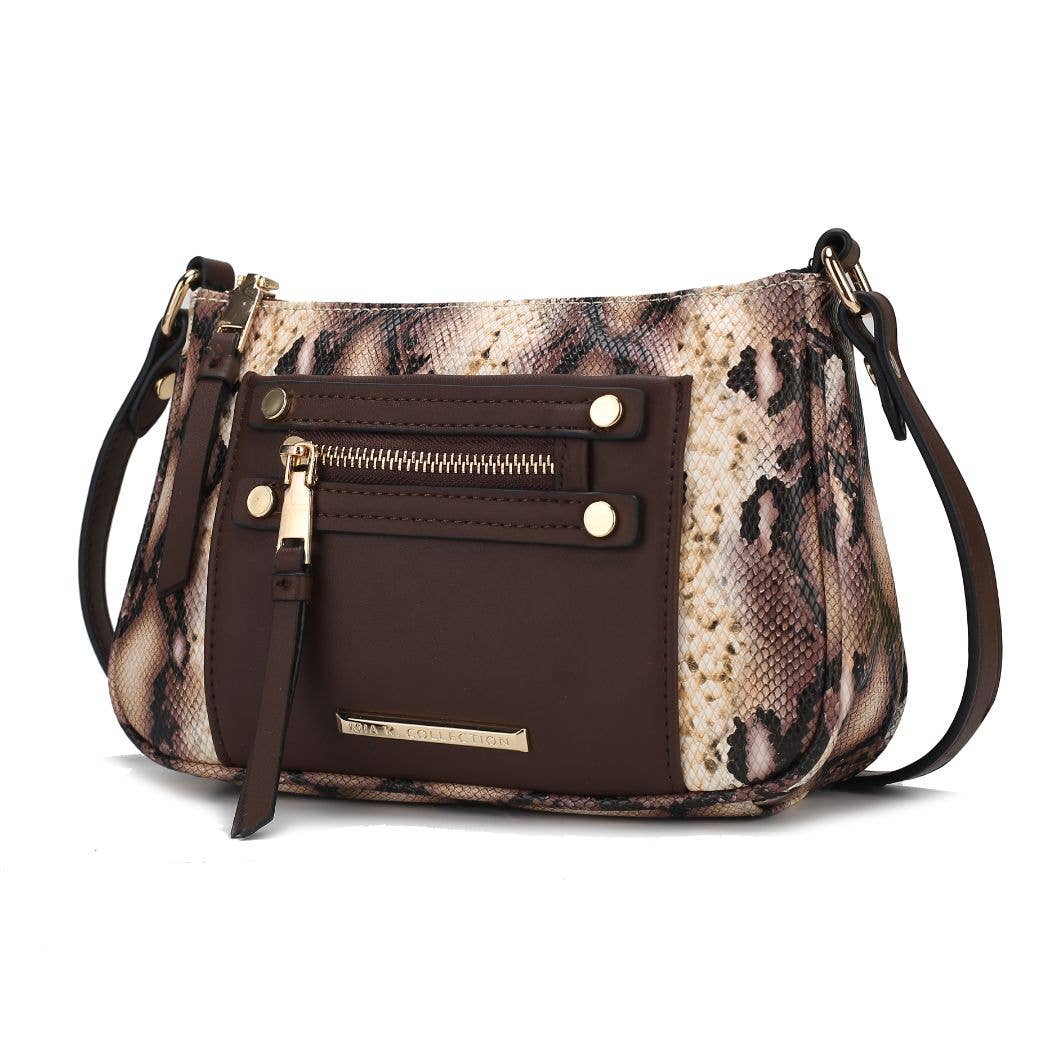 Essie Snake embossed Vegan Leather Crossbody by Mia K