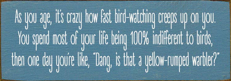 As you age, it's crazy how fast bird-watching - Wood Sign
