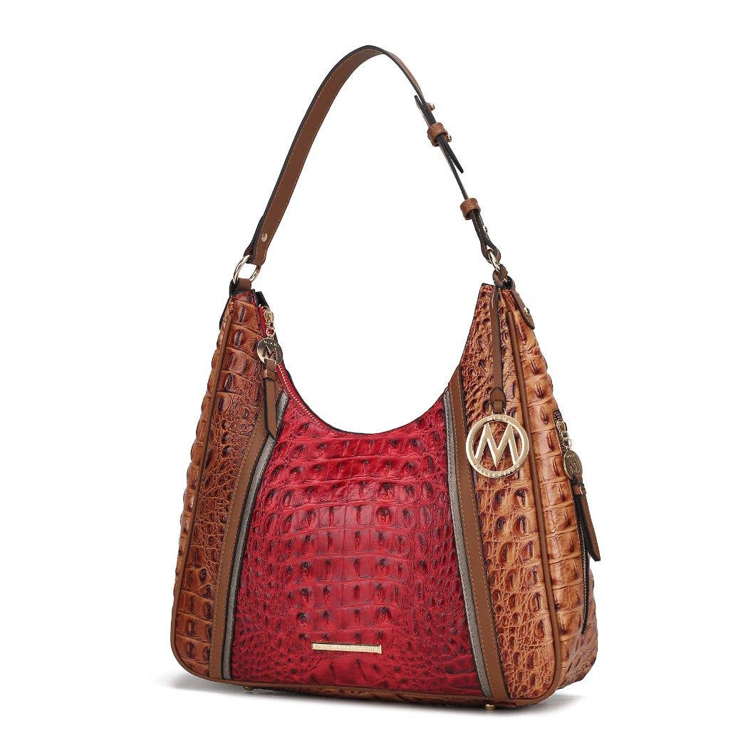 Becket Faux Crocodile Embossed Hobo Shoulder by Mia K