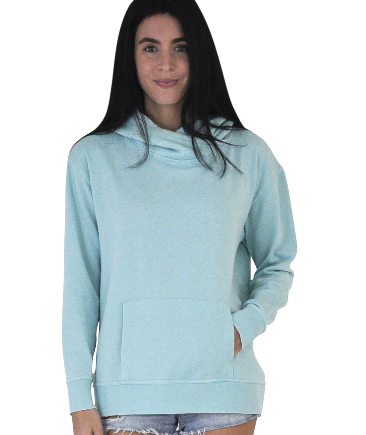 Ladies Crossover Hoodie - Garment Burnout Fleece