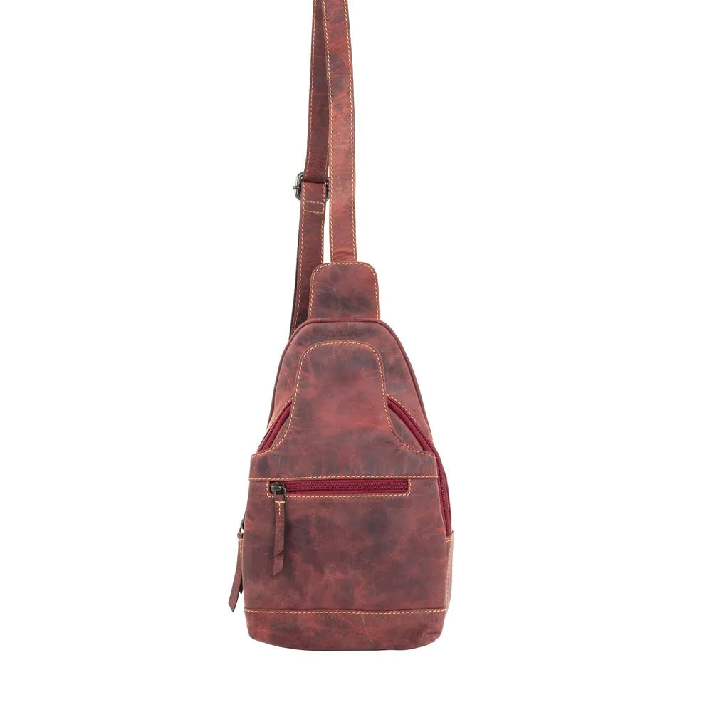 Western Fork Sling Bag in Red Russet Myra