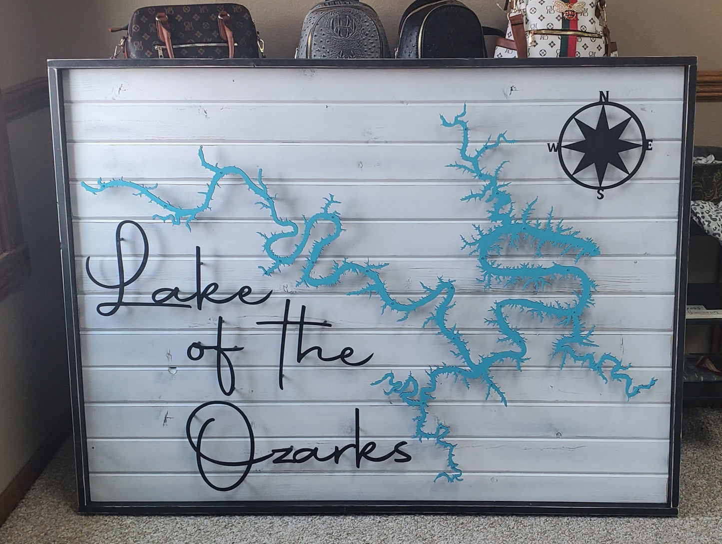 Lake of the Ozarks Map Framed Set Spaced Off 41x56