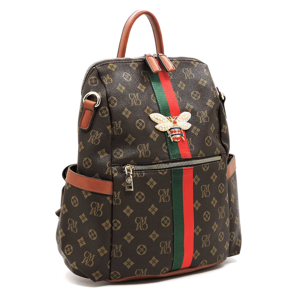 bee backpack vegan leather Monogram Queen Bee Striped Convertible Backpack –  Grace+Grit/DesignsByDomandMel