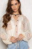 POL See Through Button Down Hoodie Top - Gorgeous