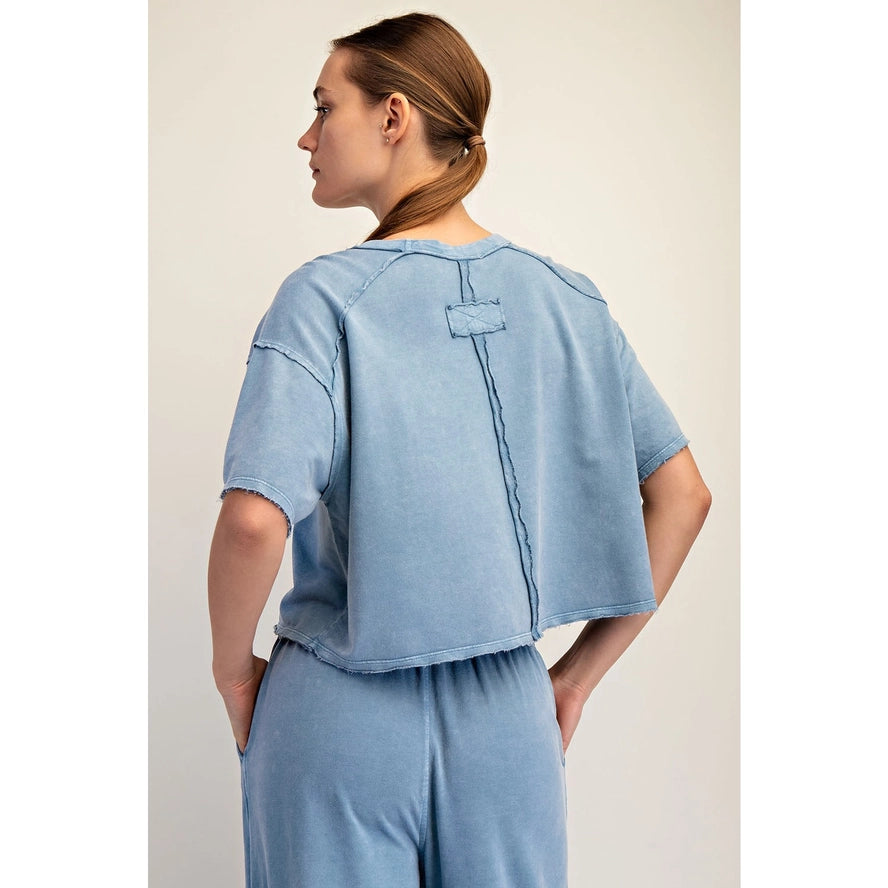 Rae Mode Mineral Washed Boxy Crop Top (Style T0138)