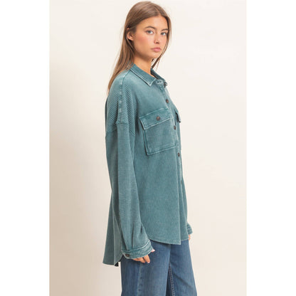 HYFVE Mineral Washed Waffle Knit Shacket DZ26E249