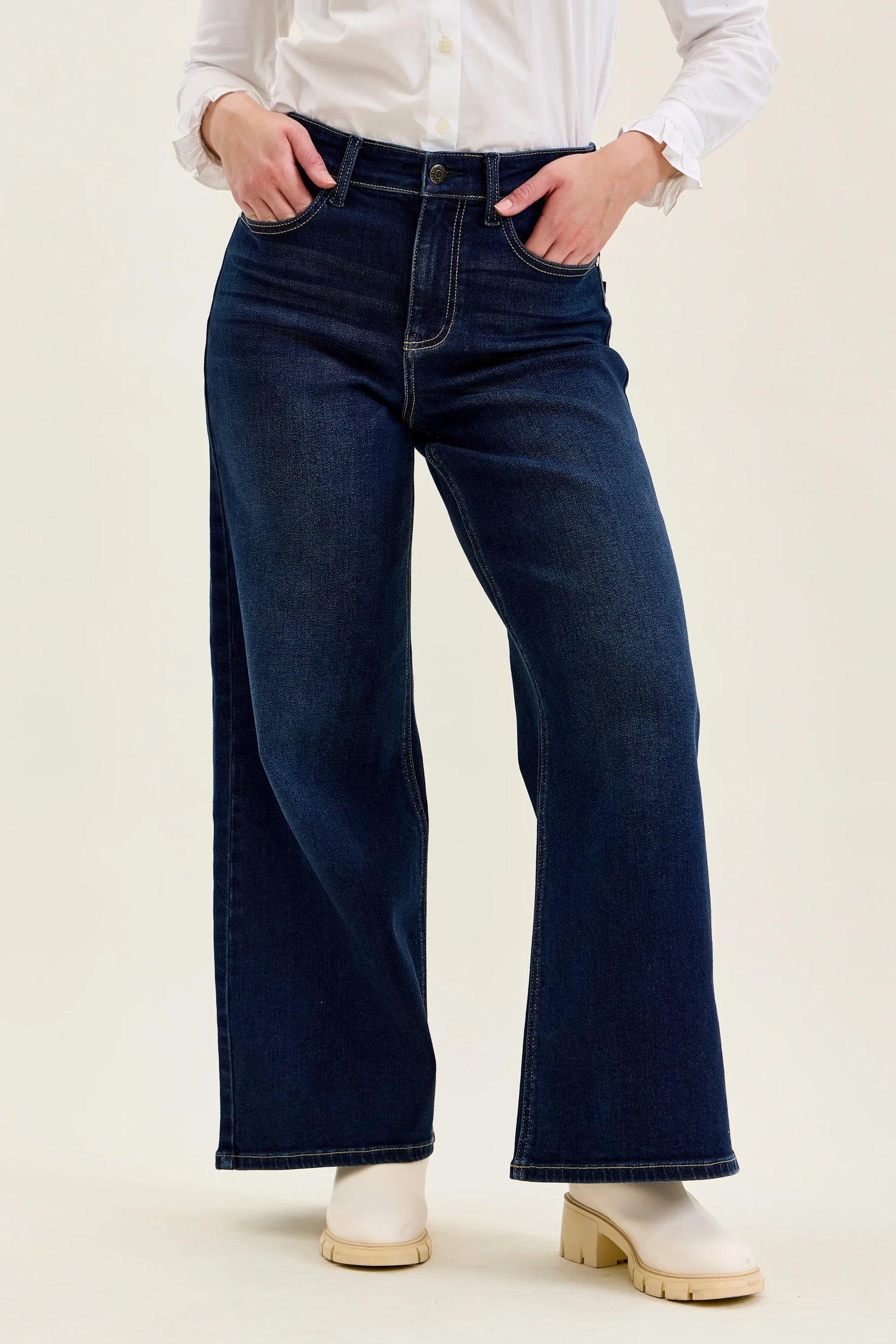 82748 PETITE HW LUX Retro Wide DK Twilight Blue Judy Blue Jeans