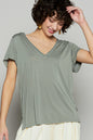 Forever favorite Basic Rose Petal Knit Top Shirt POL V neckline