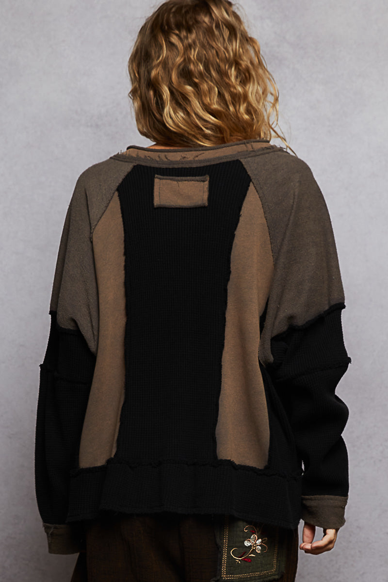French Terry and thermal, frayed edge Top Shirt