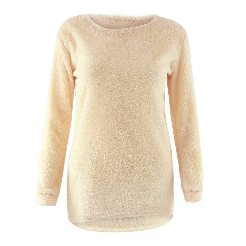 CWOSWL0659_Casual Long Sleeve Crew neck Pullover Sweater: Yellow / (S) 1