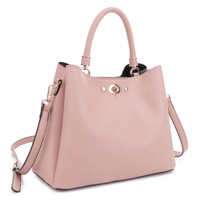 FC20448 Diana Twist Lock Satchel/Crossbody: Mauve