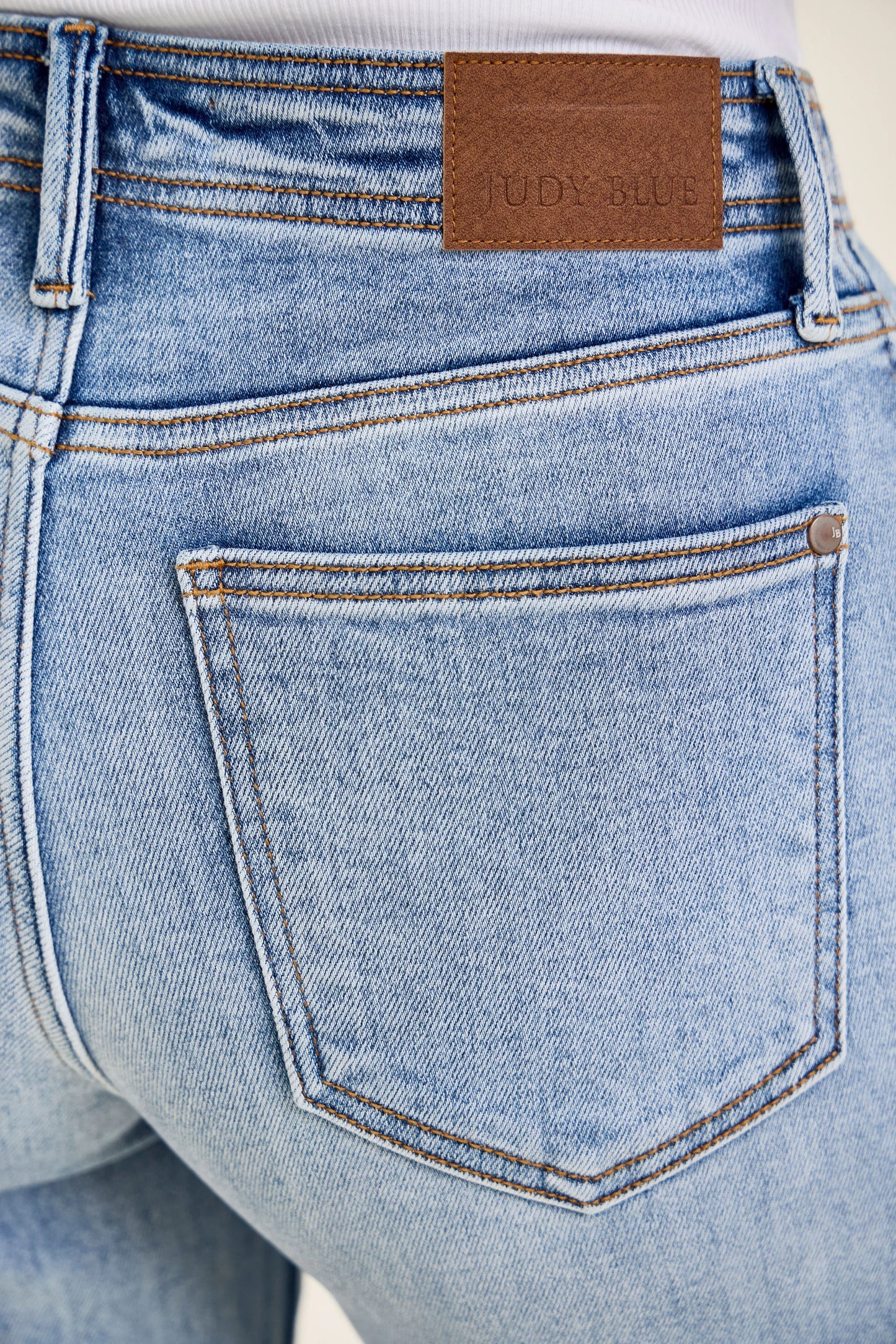 Judy Blue 82728 MR Ankle Wide Leg + Hollywood Waistband + Fray Hem Jeans