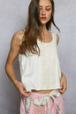Round Neck sleeveless regular fit top in rib with crochet Shirt Top POL