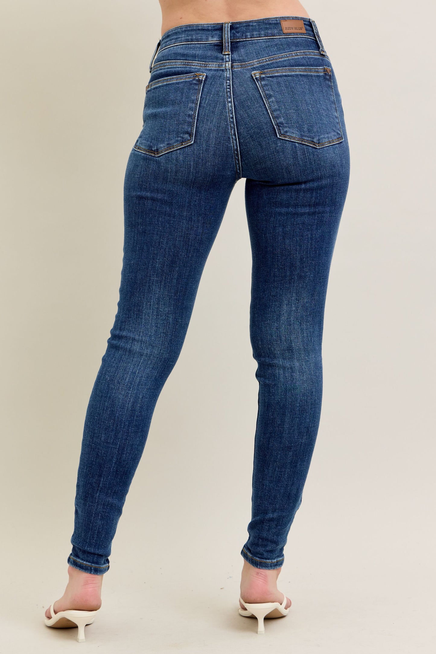 82252 Judy Blue Mid Rise Handsand Classic Skinny Jeans