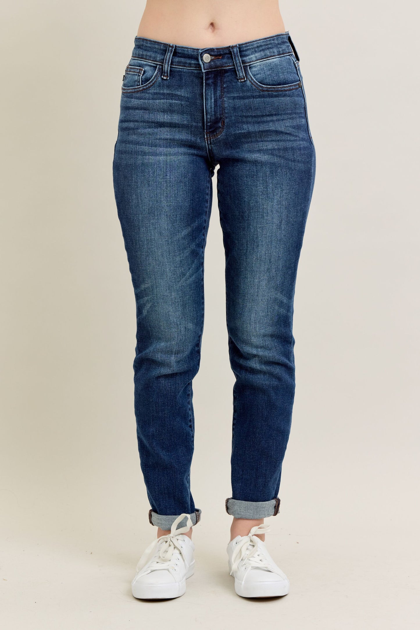 82428 Mid Rise Basic Cuffed Slim Fit Judy Blue Denim Jeans