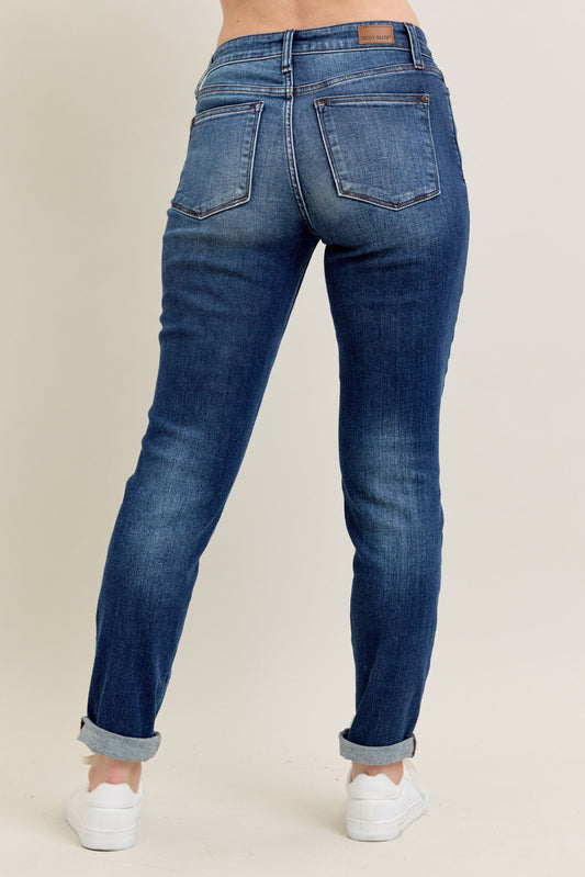 82428 Mid Rise Basic Cuffed Slim Fit Judy Blue Denim Jeans