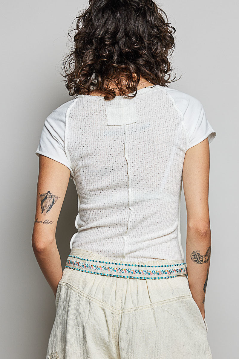 Fitted Soft Stretchy Textured Knit Top Shirt
