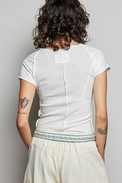 Fitted Soft Stretchy Textured Knit Top Shirt