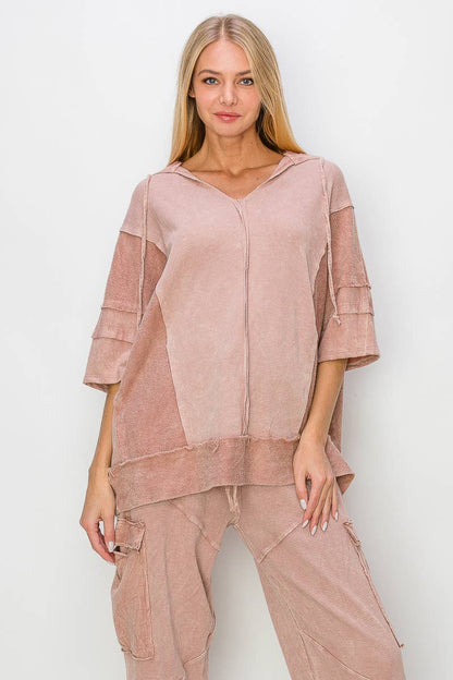 Mineral Wash Waffle Thermal Terry top HT5641