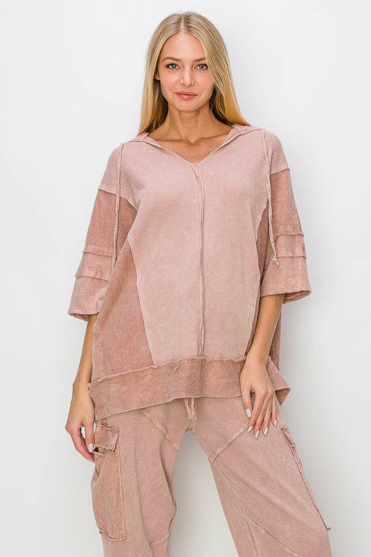 Mineral Wash Waffle Thermal Terry top HT5641