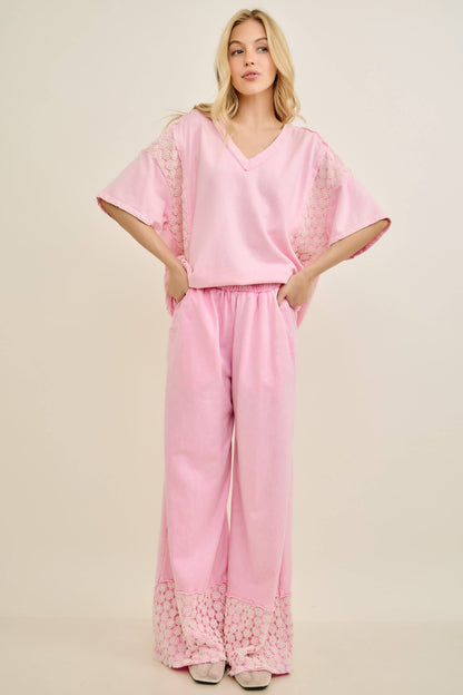 Mineral Washed Flower Daisy Long Leg Pants HP6016P1