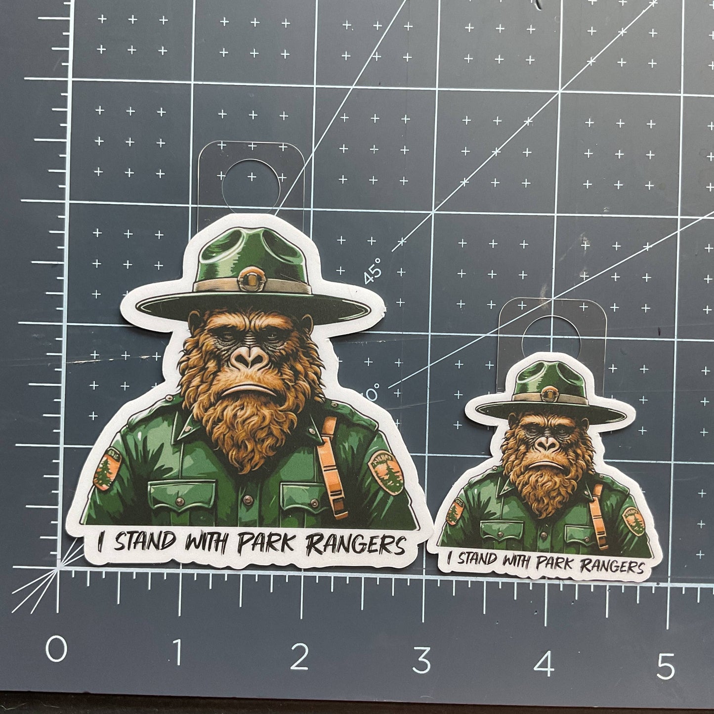 Sad Sasquatch, I Stand with Park Rangers, Vinyl 3" Sticker