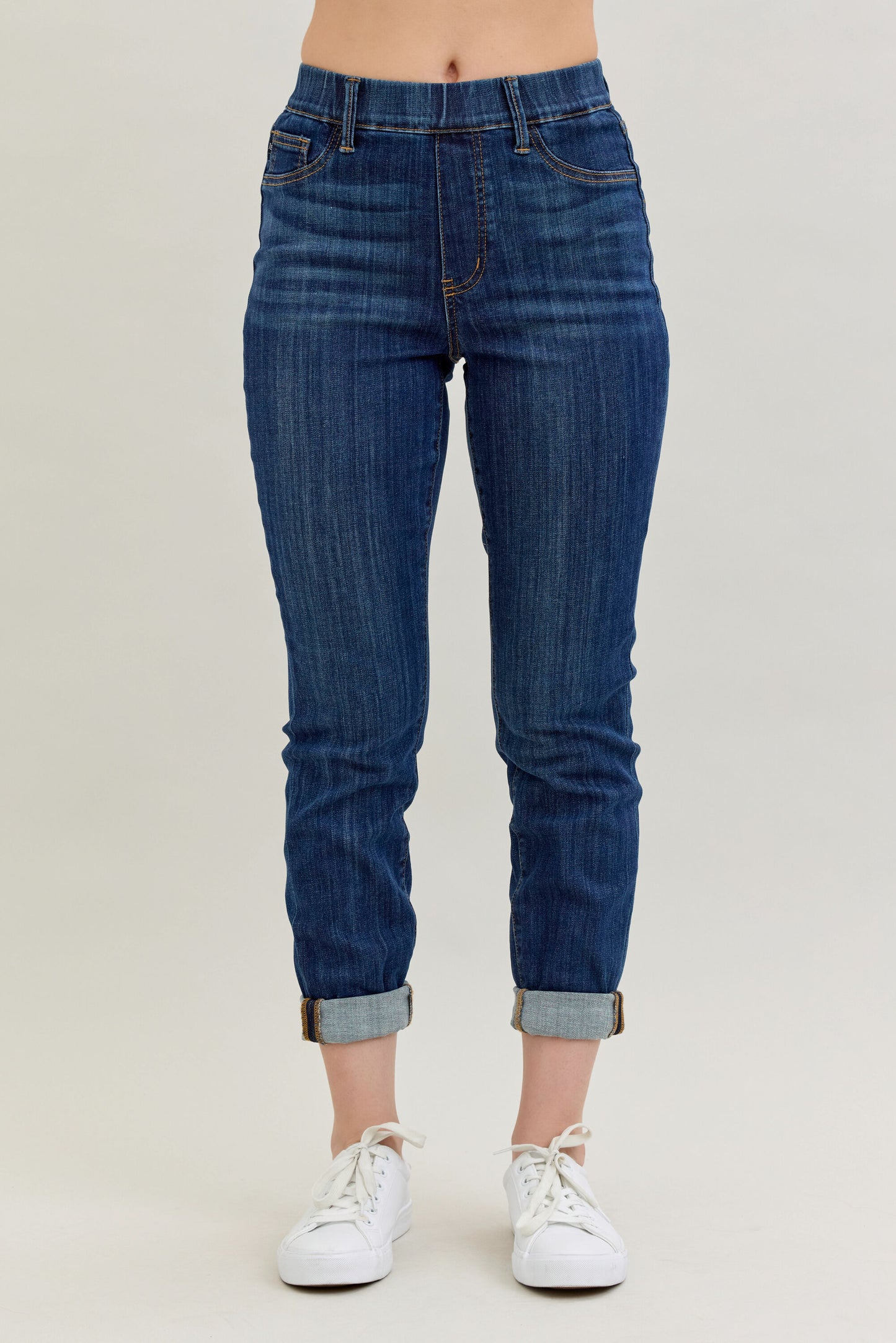 88750 HW Pull On Double Cuff Slim Jeggings Judy Blue Jeans