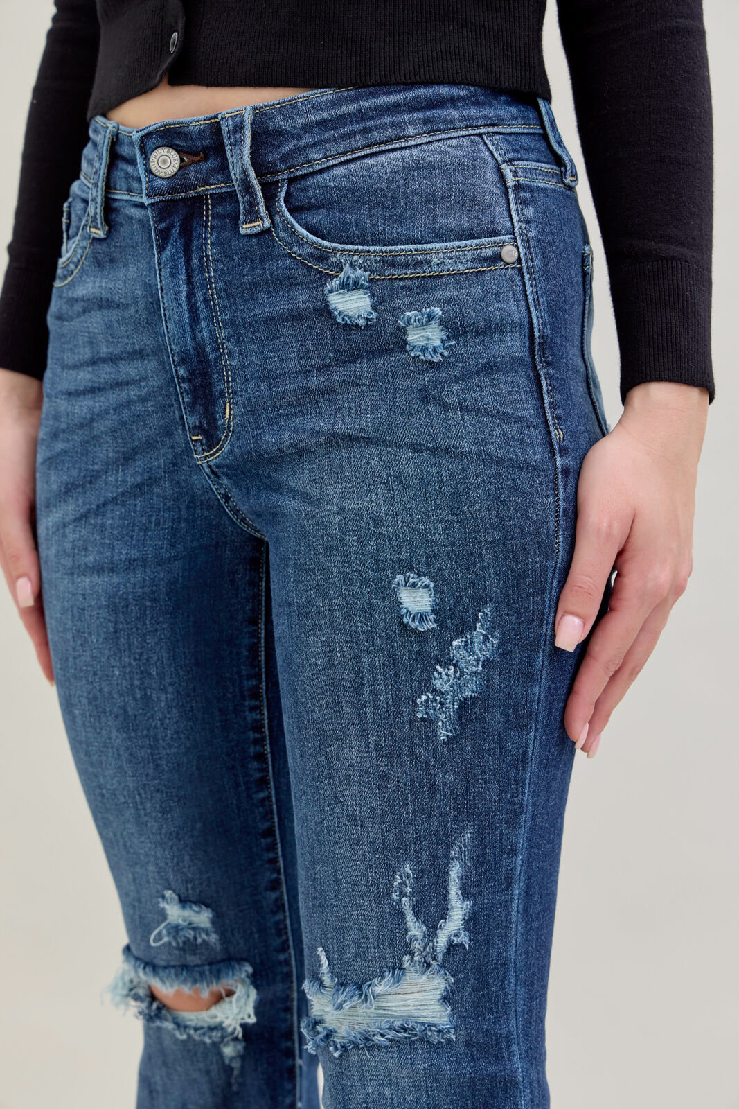 82541 Mid Rise Hand Sand & Destroy Bootcut Judy Blue Jeans