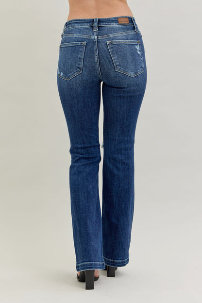 82541 Mid Rise Hand Sand & Destroy Bootcut Judy Blue Jeans