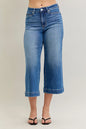 Judy Blue 881006 MR Wide Crop with Vintage Pockets Wide Hem Jeans