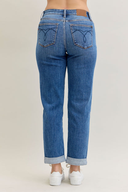 82685 Mid-Rise Boyfriend Classic Cuffed Jeans – Judy Blue