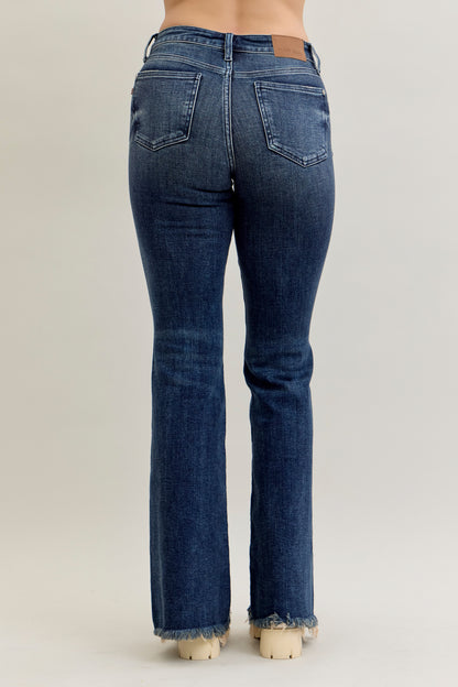 82681 Mid-Rise Flare Destroy &amp; Fray Hem Jeans – Judy Blue