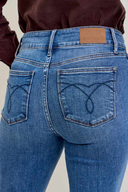 82686 Judy Blue High Waist Bootcut Double Button Waistband Jeans