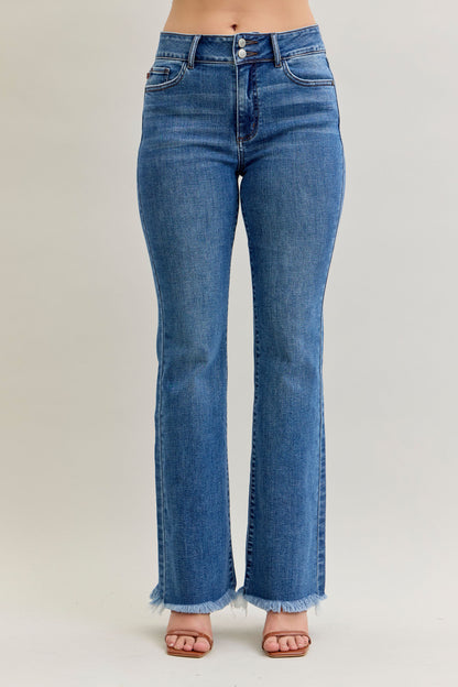 82686 Judy Blue High Waist Bootcut Double Button Waistband Jeans