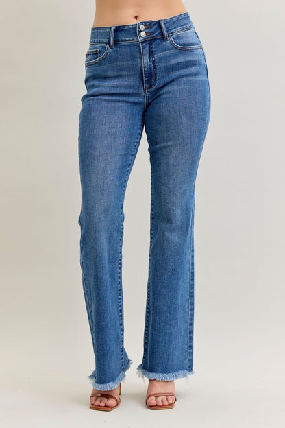 82686 Judy Blue High Waist Bootcut Double Button Waistband Jeans