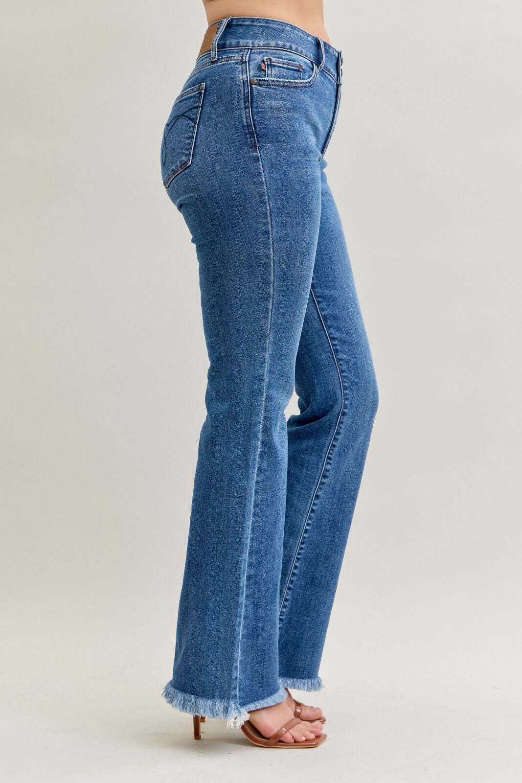 82686 Judy Blue High Waist Bootcut Double Button Waistband Jeans