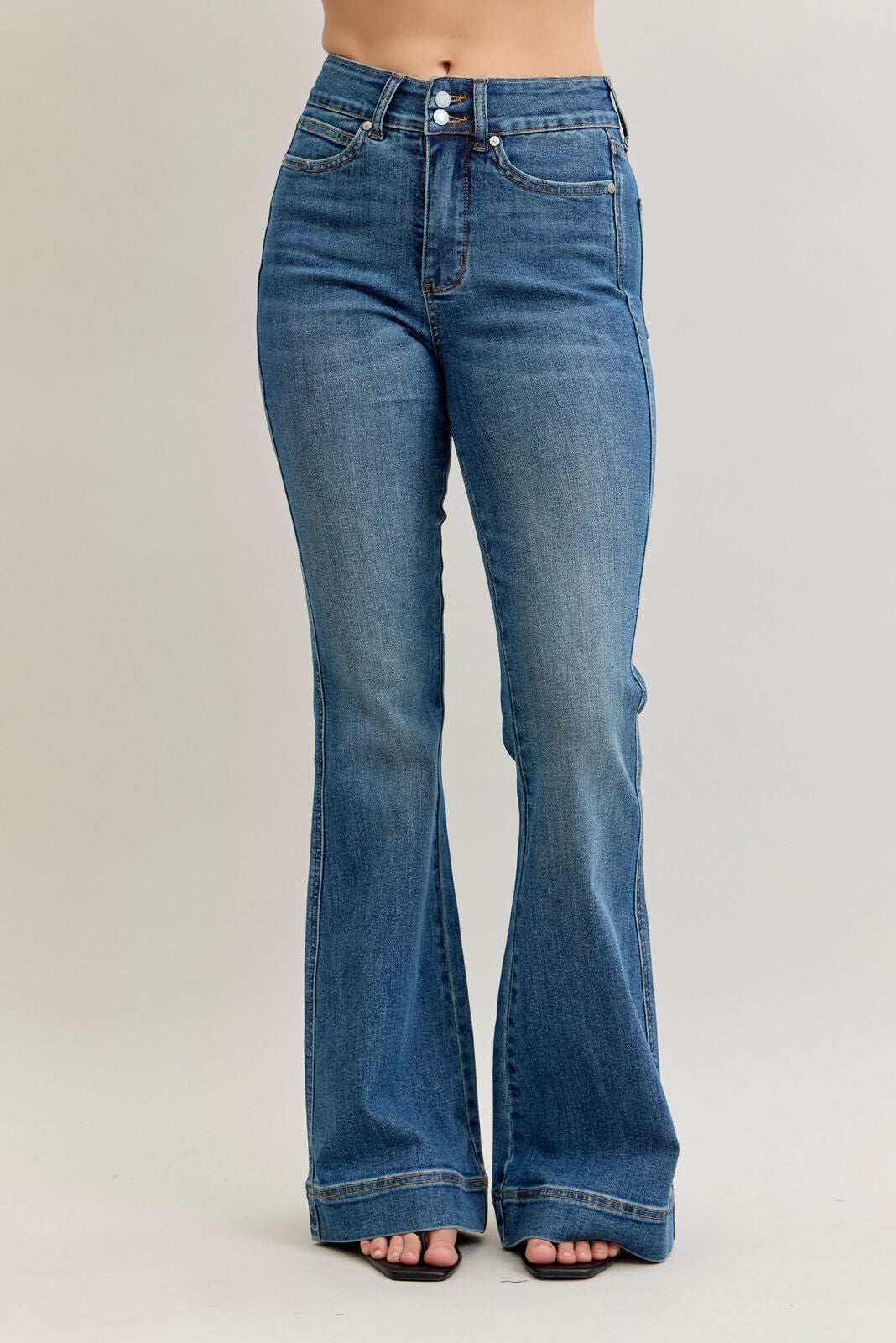 881018 Judy Blue HW Flare Tummy Control Double Button