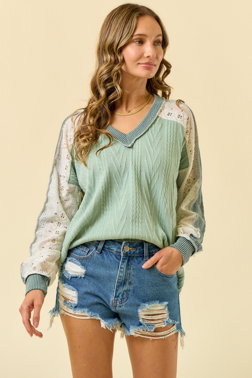 Grace in Layers Cable Knit Top – Lovely Melody (LMT4806)