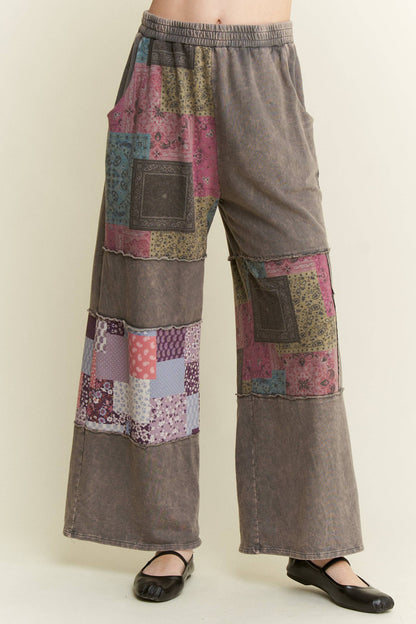 Mineral Washed Boho Block Patch pants HP6579