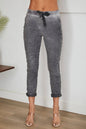 Stonewashed Ribbon Side Stripe Drawstring Crinkle Joggers