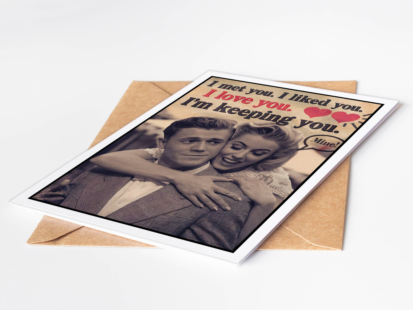 Vintage Funny Handmade Cute Valentine Cards for Him, Her