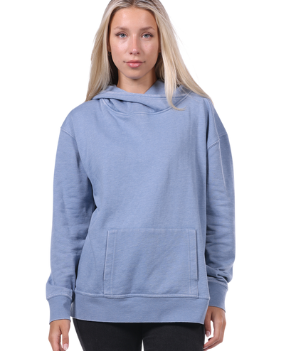 Ladies Crossover Hoodie - Garment Burnout Fleece